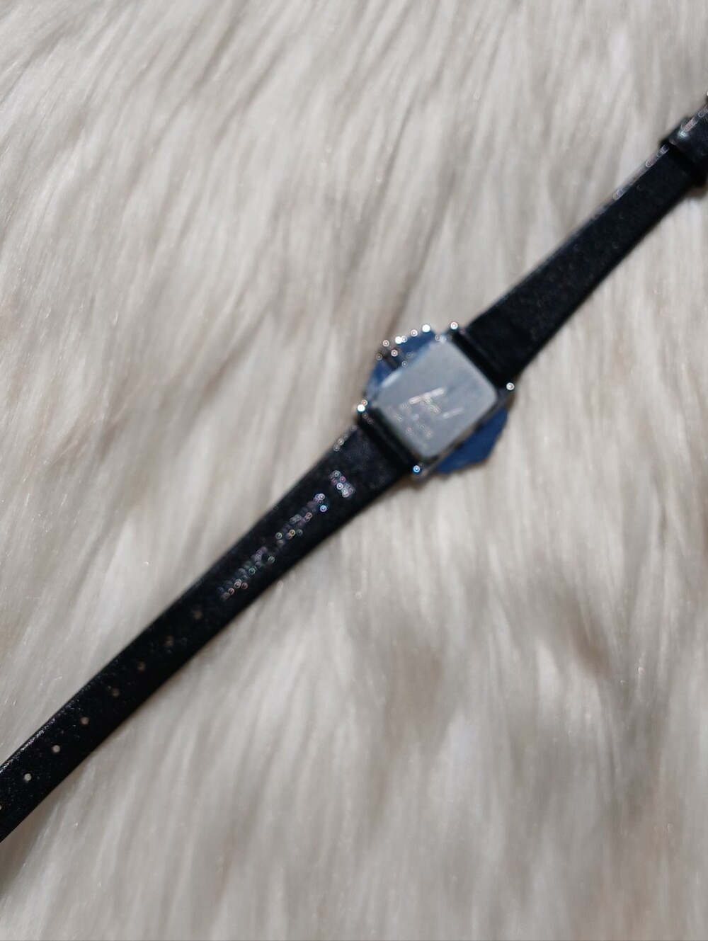 Vintage Avon Marcasite Watch 90s 1990s Fashion Wrist Jewelry Black Leather Stone - Picture 7 of 8